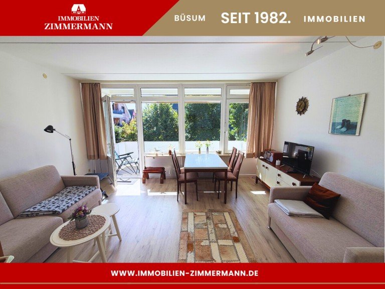 Wohnbereich B�sum Wohnung Kleine Auszeit an der Nordsee - 1,5 Zimmer mit sonnigem S�dbalkon